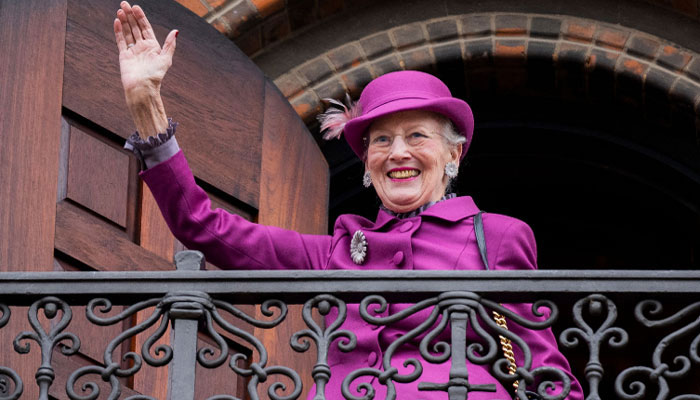 Denmark’s Queen Margrethe waving to public. —TheNews/File