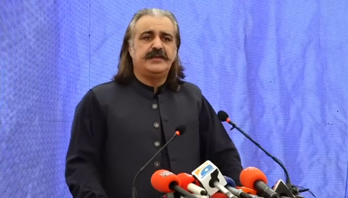 KP Chief Minister Ali Amin Gandapur addresses an event on May 10, 2025. — Screengrab via Facebook@AliAminKhanGandapurPti