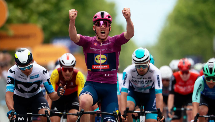 Mads Pedersen celebrating victory. —AFP/File