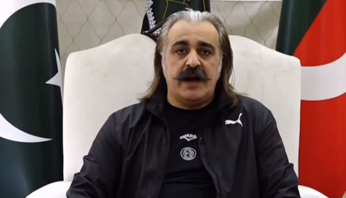 Chief Minister Ali Amin Gandapur speaks in a video message on May 10, 2025. — Facebook@AliAminKhanGandapurPti