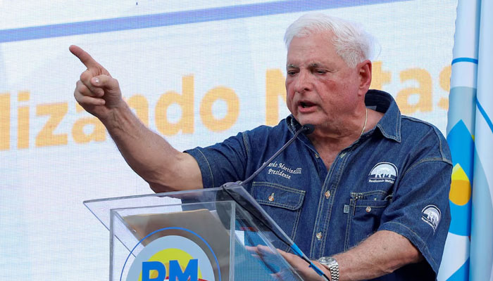 Panamas former President Ricardo Martinelli gestures during his 2024 presidential campaign kick-off event, in Panama City, Panama February 3, 2024. —Reuters