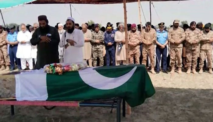 Representational image shows people offering  Namaz-e- Janaza of a martyr . — Radio Pakistan/File