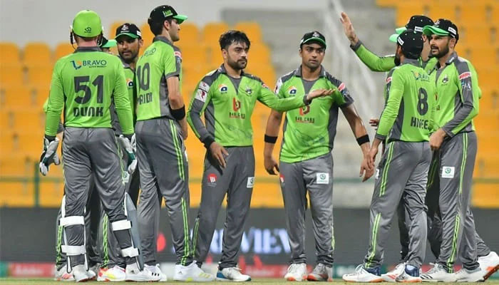 Lahore Qalandars celebrate after taking a wicket.—X@PSL/File