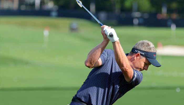 Europe Ryder Cup captain Luke Donald of England practices ahead of the 107th PGA Championship at Quail Hollow. —AFP/File