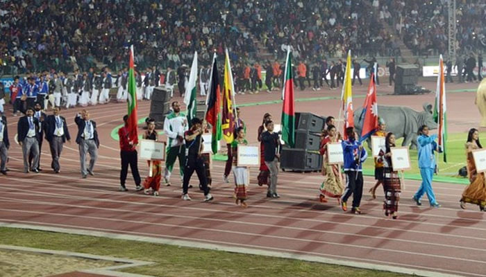 A representational image of athletes participating in a flag carrying ceremony in the 14th edition of the South Asian Games. — AFP/File