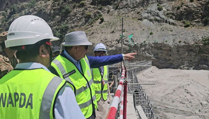 Wapda chairman Lt Gen (retd) Sajjad Ghani instructs to officials during his visit to the Dasu Hydropower Project on May 15, 2025. — Facebook@wapda.pr
