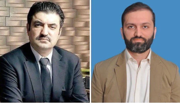 A picture collage of Sher Afzal Marwat (left) and Senator Afnanullah (right). — X@Peace4allpak/Senate of Pakistan