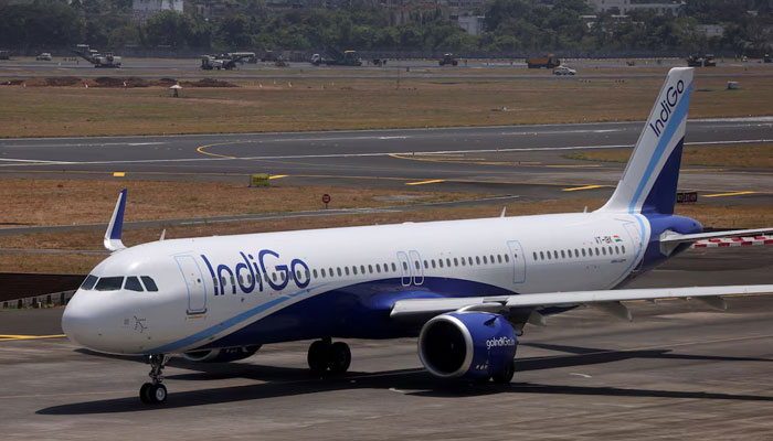 An IndiGo airlines passenger aircraft taxis on the tarmac at Chhatrapati Shivaji International airport in Mumbai, India, May 29, 2023. — Reuters