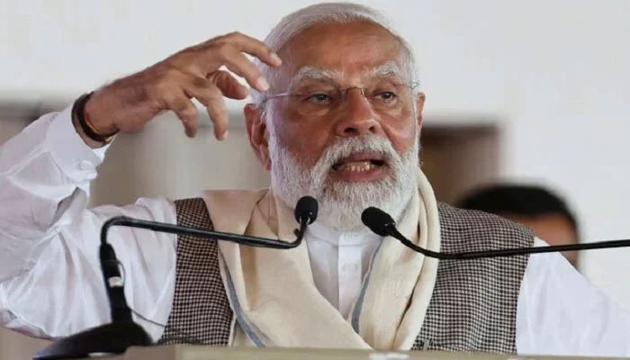 Indias Prime Minister Narendra Modi addresses his supporters during the launch of the Gandhi Ashram redevelopment project in Ahmedabad, India, March 12, 2024.— Reuters