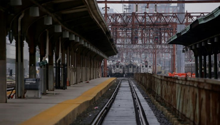 Trains sit at the Hoboken Station in Hoboken, New Jersey, during a transit strike on May 16, 2025.— AFP