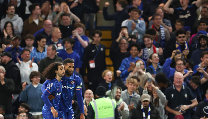 Marc Cucurella (left) celebrating after goal. — AFP/File