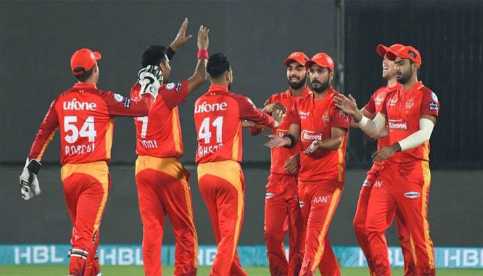 An undated image of Islamabad United players celebrating. —PCB/File