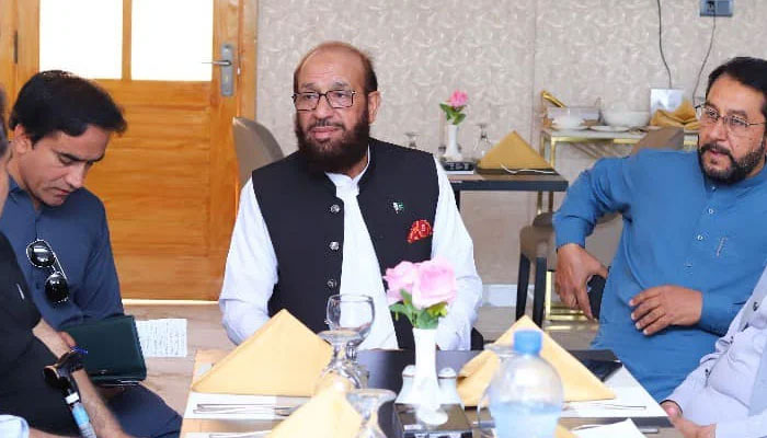 Federal Minister for Religious Affairs Sardar Mohammad Yousuf looks on as he attend a meeting on June 6, 2024. — Facebook@SMYousafofficial