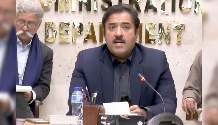 Provincial Minister for Local Government and Convener of the Steering Committee of Lahore Development Programme (LDP) Zeeshan Rafiq presides over a meeting at the Civil Secretariat on February 17, 2025. — Screengrab via Facebook@Zeeshan.rafique7865