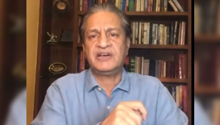 Former Pemra chairman Absar Alam speaks in a video message on May 18, 2025. — Screengrab via Facebook@khurshid.ahmed.9699