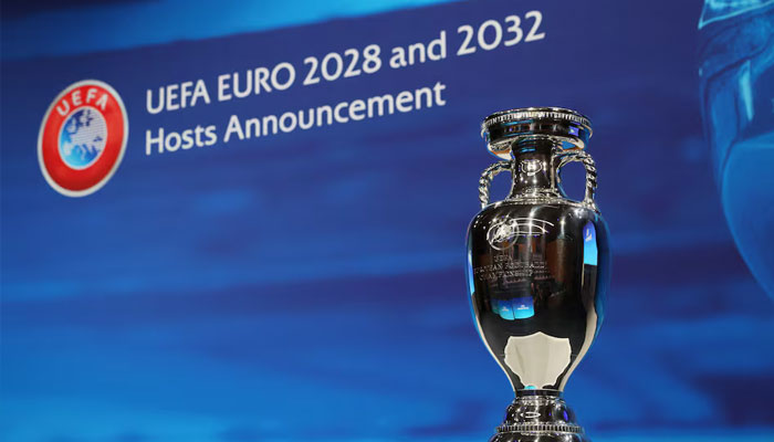 The UEFA Euro trophy is pictured during the announcement. — Reuters/File