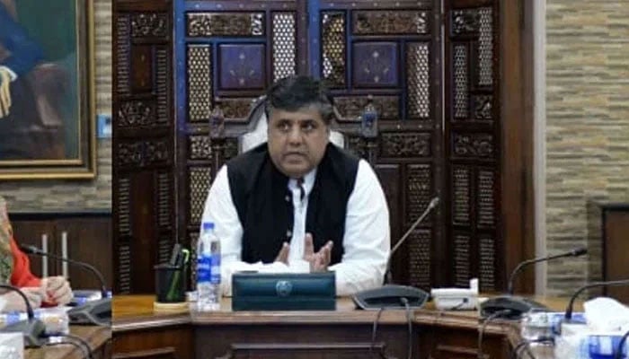 Chief Secretary Khyber Pakhtunkhwa Nadeem Aslam Chaudhry chairs a meeting on April 23, 2024. — Facebook@Chief Secretary Khyber Pakhtunkhwa