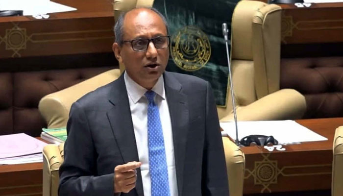 Sindh Minister for Local Government Saeed Ghani addresses during provincial assembly session at Sindh Assembly building in Karachi on May 22, 2025. — PPI