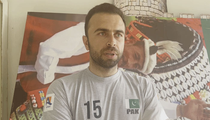 Pakistan’s Volleyball Captain Murad Jan speaks to Geo News on May 23, 2025. — Reporter/Arfa Feroze Zake