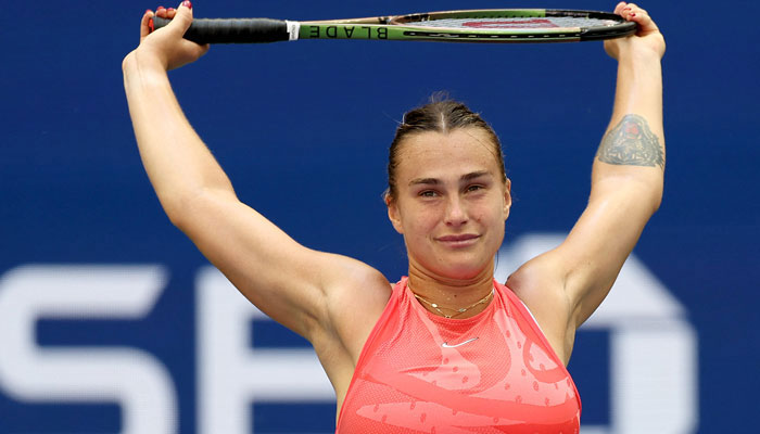 Aryna Sabalenka of Belarus celebrates a point against Qinwen Zheng of China during their Women´s Singles Quarterfinal match on Day Ten of the 2023 US Open.—AFP/File