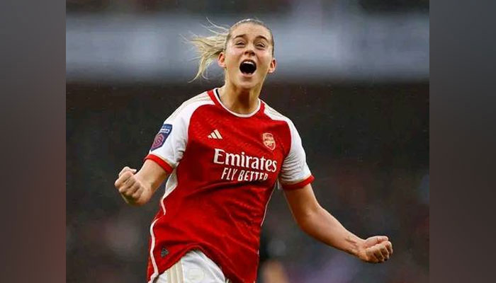 Arsenal Women striker Alessia Russo celebrates during a match. — Facebook@Arsenalprime