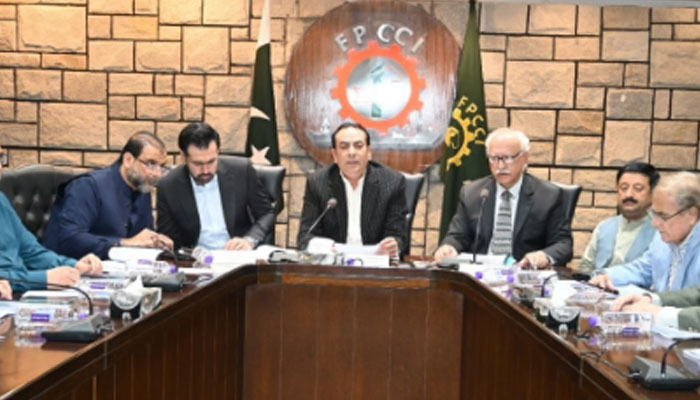 FPCCI President Atif Ikram Sheikh chairs a meeting on May 25, 2025. — Facebook@atifikramsheikh