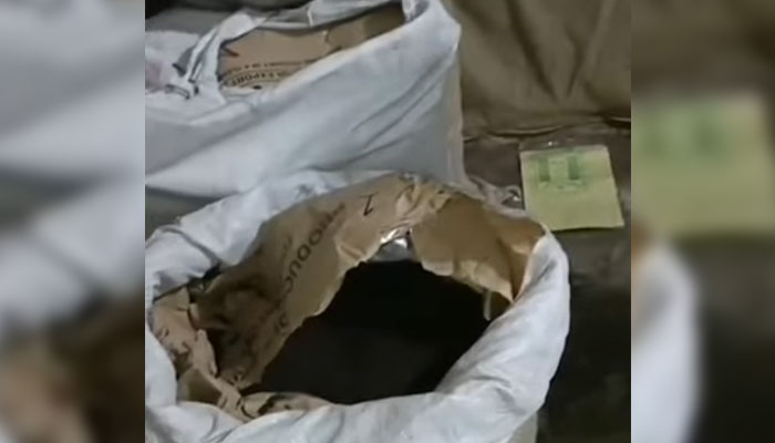 This screengrab taken on May 26, 2025, shows sack of substandard tea caught by the PFA. — Facebook@PunjabFoodAuthority