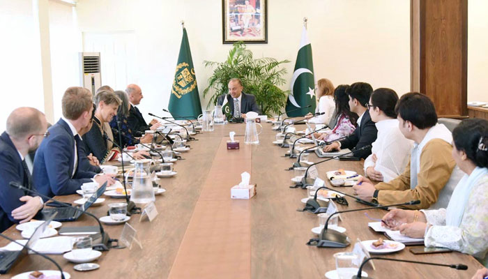 Federal Minister for Climate Change and Environmental Coordination, Dr Musadik Malik a high-level meeting today with Mr. Bruno Carrasco, Director General of the Asian Development Bank (ADB) on May 26, 2025. — APP