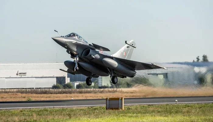 An Indian Air Force Rafale aircraft taking off from Merignac air base, southern France. —AFP/File