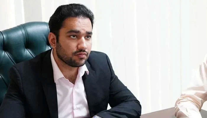 Punjab Minister for Labour, Youth Affairs and Sports Malik Faisal Ayub Khokhar  looks on in a meeting on March 18, 2024. — Facebook@Faisal Ayub Khokhar