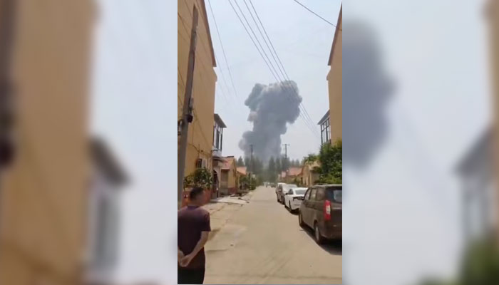 Smoke rises from an explosion in Gaomi, Shandong Province, China, May 27, 2025, in this screen grab taken from a social media video.—Reuters