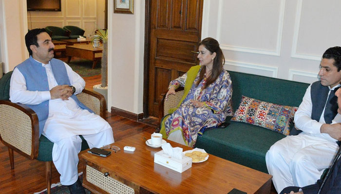 Chief Secretary Shahab Ali Shah (left) in a meeting with Prime Minister’s Focal Person (PMFP) for Polio Eradication Ayesha Raza Farooq on May 27, 2025. — Facebook@CSKPOfficial