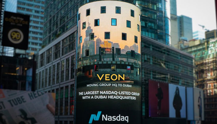 The representational image shows VEON advertisement on a high-rise. —  veon.com/File