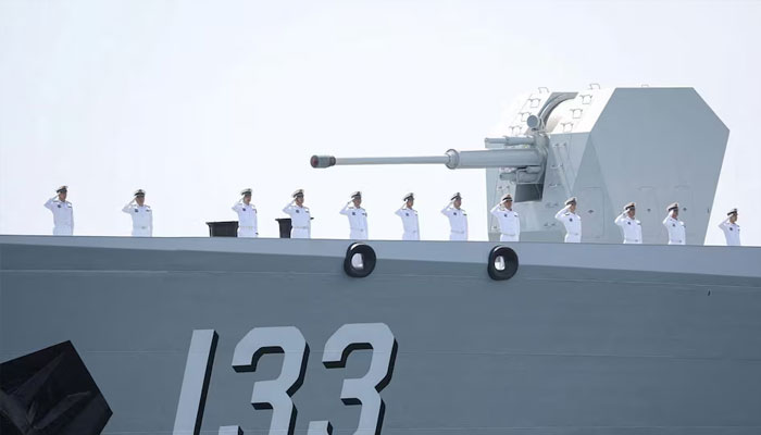 Members of the Chinese Navy attend the joint Navy exercise of Iran, China and Russia in the Gulf of Oman, Iran, March 12, 2025.—Reuters