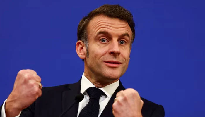 French President Emmanuel Macron speaks to the media ahead of a Weimar Triangle meeting to discuss the ongoing Ukraine crisis, in Berlin, Germany, February 8, 2022. — Reuters