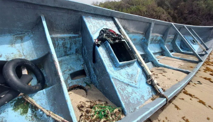 A boat with the remains of 11 people that was found on Canouan Island.—RSVG Police/File