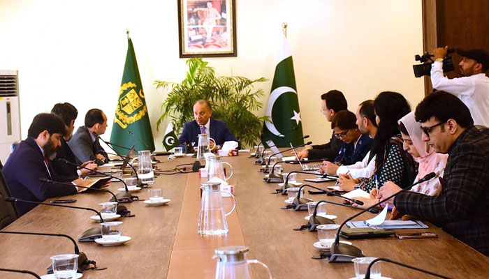 Federal Minister for Climate Change and Environmental Coordination Dr Musadik Malik  meets with a high-level delegation of the Asian Development Bank (ADB) led by Mr Toru Kubo, Senior Director of Climate Change and Sustainable Development (CCSD) on May 29, 2025. — APP