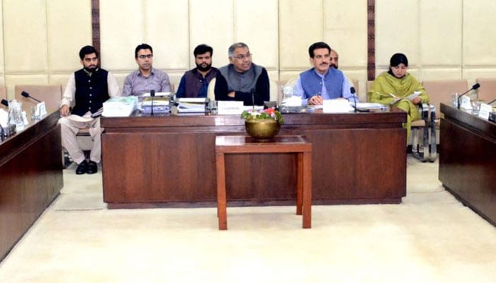 Chairman Senate Standing Committee on Economic Affairs Senator Saifullah Abro chairs a meeting at the Parliament House on May 29, 2025. — Facebook@Pakistansenate