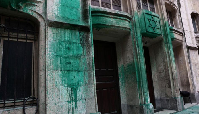 The Shoah Memorial, two synagogues, and a restaurant in central Paris were sprayed with green paint overnight on 30 May 2025.— AFP