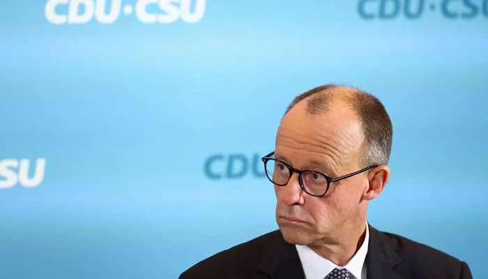 Christian Democratic Union (CDU) leader Friedrich Merz looks on during a media statement on the day of the CDU parliamentary fraction meeting, February 25, 2025.— Reuters