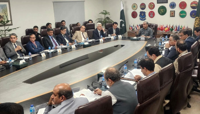 Federal Interior Minister Mohsin Naqvi chairing the third important meeting of the Counter-Terrorism Committee and Harden the State Committee, May 31,2025. —PTV