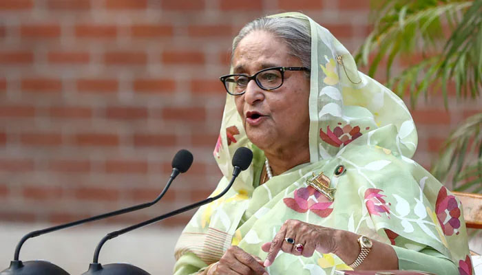 Former Prime Minister of Bangladesh Sheikh Hasina speaks during a meeting with foreign observers and journalists at the Prime Ministers residence in Dhaka, Bangladesh, January 8, 2024. — Reuters