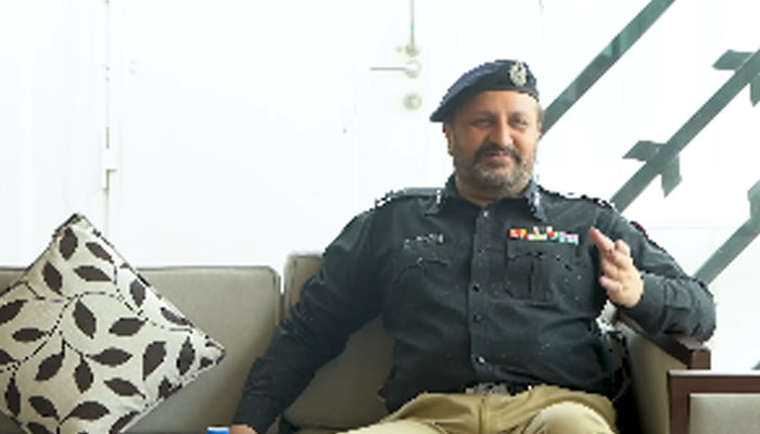 Additional Inspector General Javed Alam Odho speaks during his visit to cattle markets established within the jurisdictions of Gulshan-e-Maymar and Gadap City police stations on June 2, 2025. — Screengrab via Facebook@KarachiPoliceOfficial
