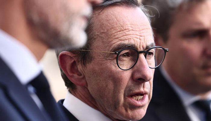 Interior Minister Bruno Retailleau talking to media. —AFP/File