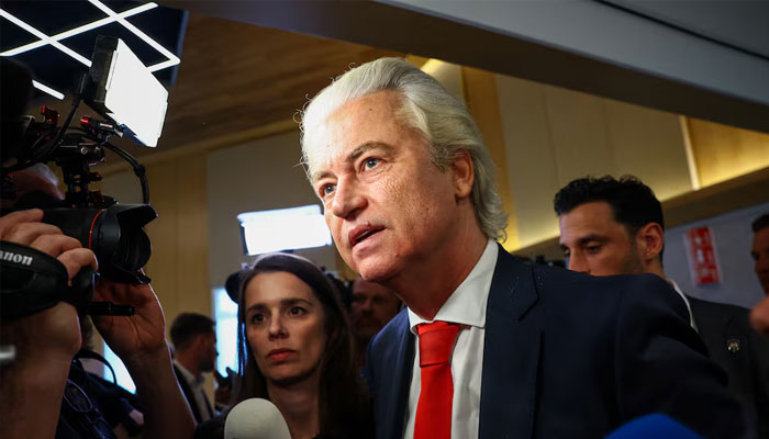 Dutch far-right leader Geert Wilders speaks to the media following his decision to leave the governing coalition, in The Hague, Netherlands, June 3, 2025.—Reuters