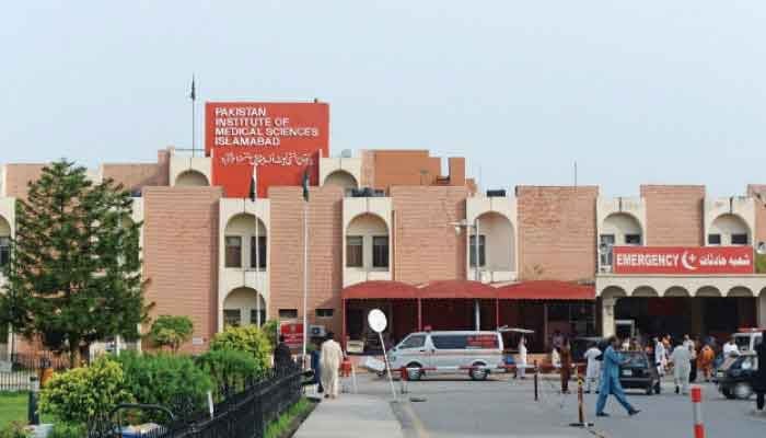 Medical Teaching Institutions MTI hospital building can be seen. — Geo tv/File