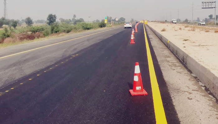 This image released on November 17, 2023, shows a side of a highway closed because of the construction. — Facebook/National Highways & Motorway Police-NHMP