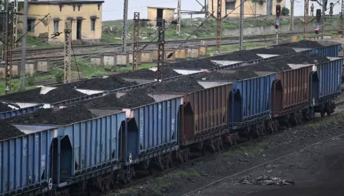 Train carriages laden with coal are pictured at a railway station. — AFP/File