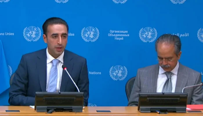 Pakistan Peoples Party Chairman Bilawal Bhutto-Zardari addresses press conference at UN Headquarters, Washington, June 3, 2025. — Screengrab via YouTube/UN Web TV