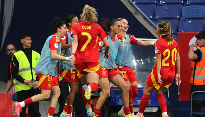 Super-sub Claudia Pina (right) celebrating after goal. —AFP/File